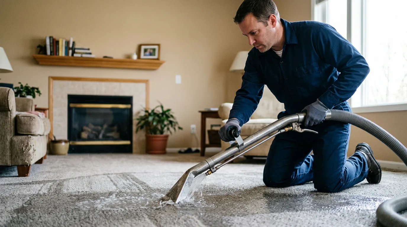 Water damage restoration technician working near Avilla, MO